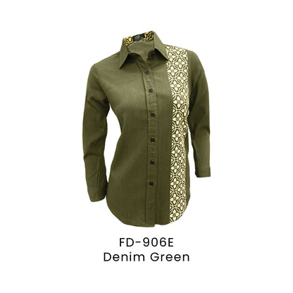 FD-906E Denim Green - FD-906 female corporate uniform shirt