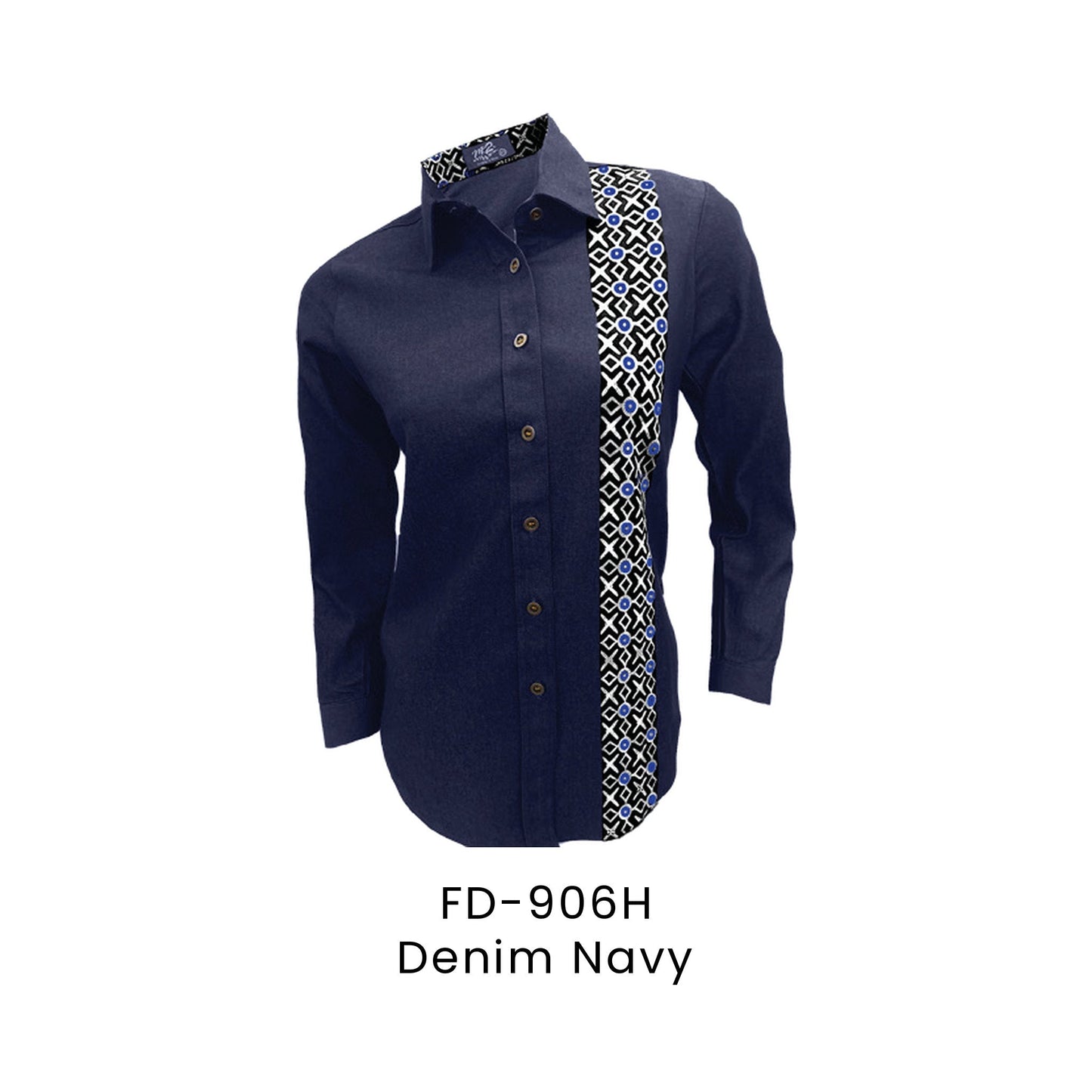 FD-906H Denim Navy - FD-906 female corporate uniform shirt