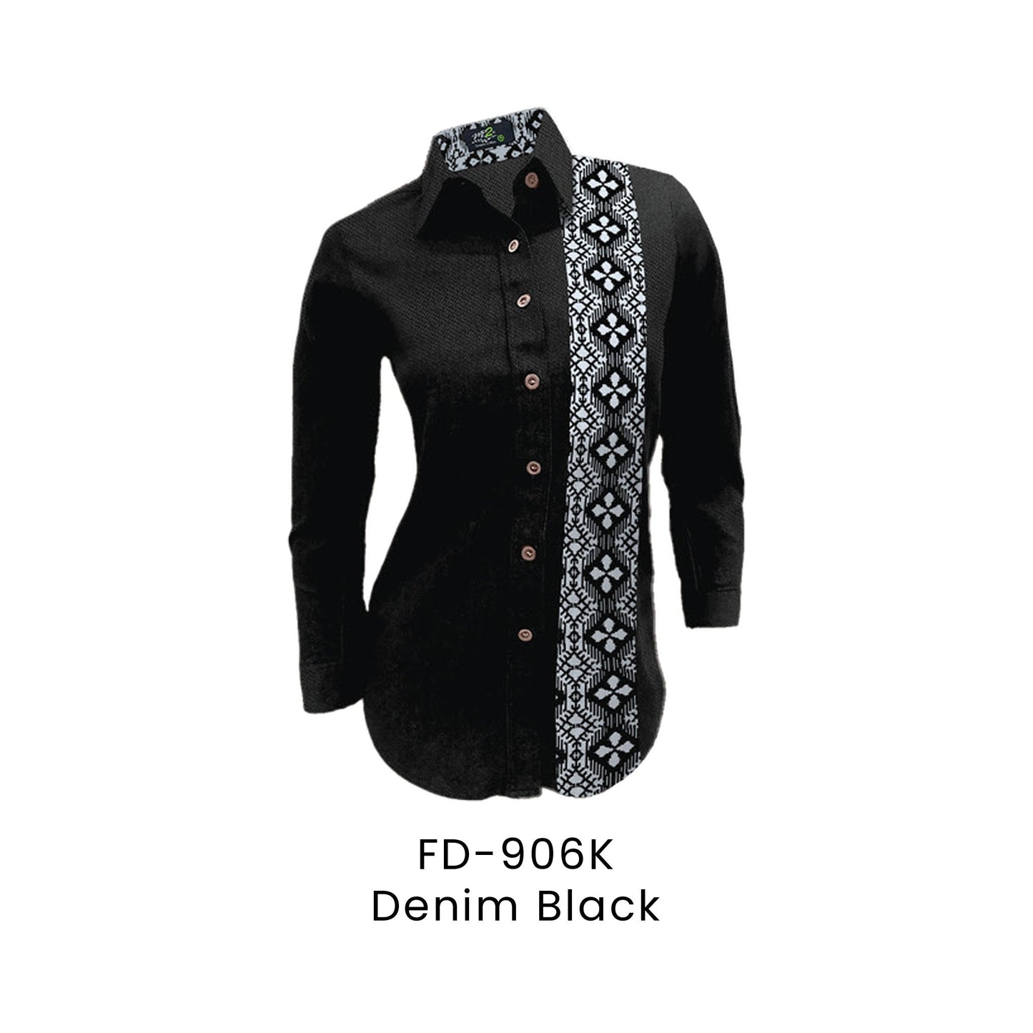FD-906K Denim Black - FD-906 female corporate uniform shirt