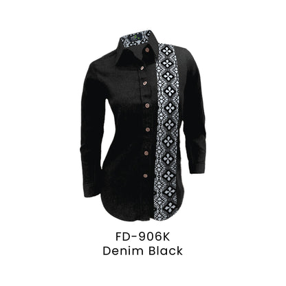 FD-906K Denim Black - FD-906 female corporate uniform shirt