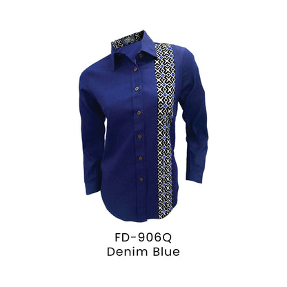 FD-906Q Denim Blue - FD-906 female corporate uniform shirt