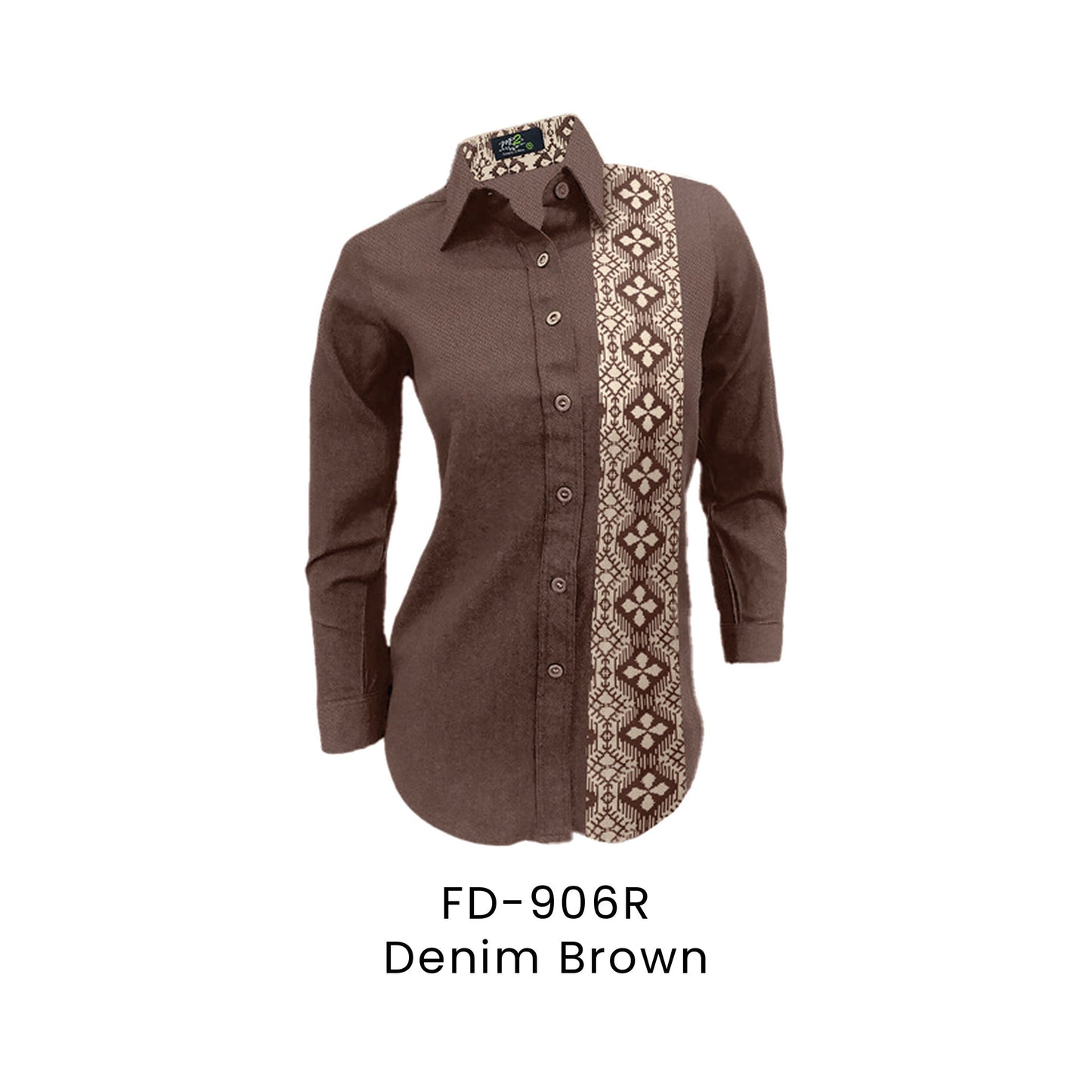 FD-906R Denim Brown - FD-906 female corporate uniform shirt