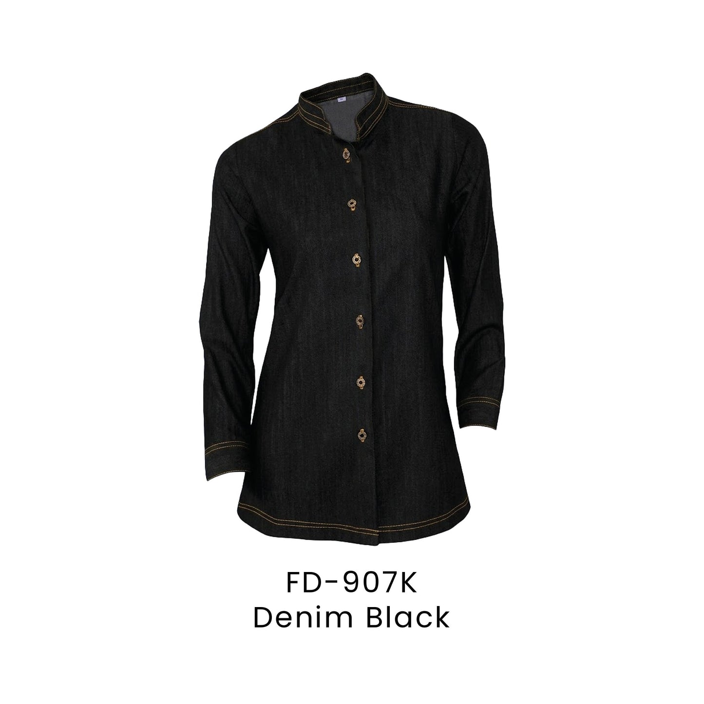 FD-907K Denim Black - FD-907 female corporate uniform shirt