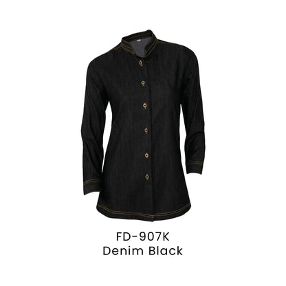 FD-907K Denim Black - FD-907 female corporate uniform shirt