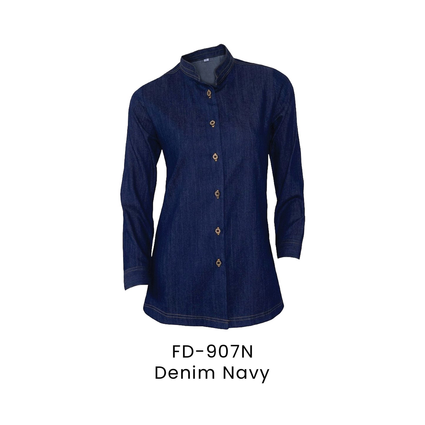 FD-907N Denim Navy - FD-907 female corporate uniform shirt
