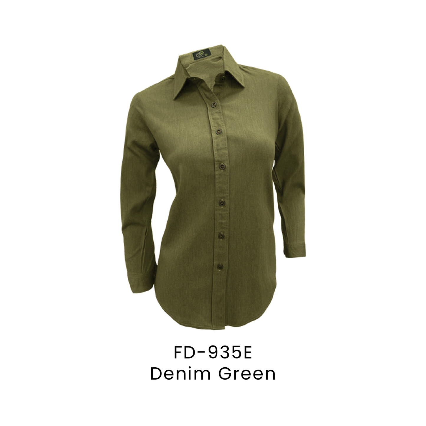 Corporate Uniform - Female Long Sleeve Denim 200gsm | Denim Green | FD-935E | Artiztee