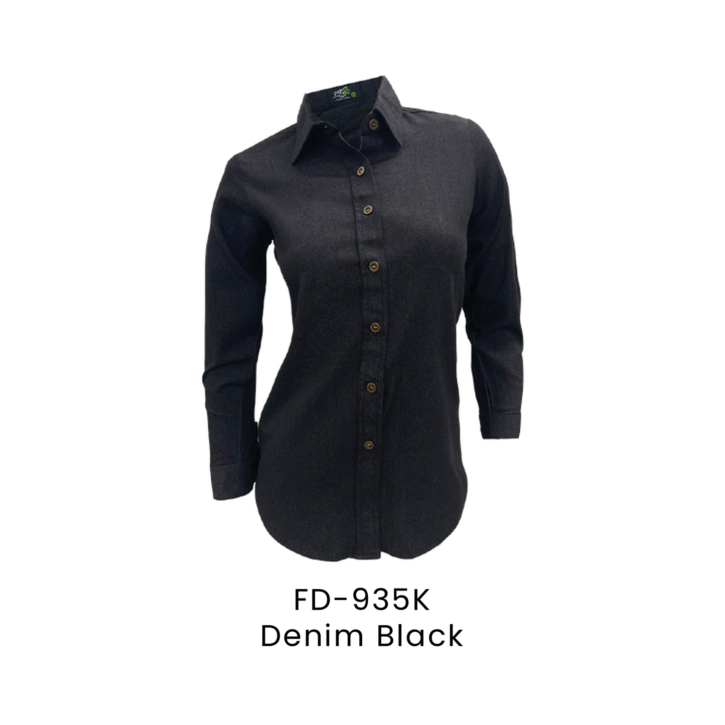 Corporate Uniform - Female Long Sleeve Denim 200gsm | Denim Black | FD-935K | Artiztee