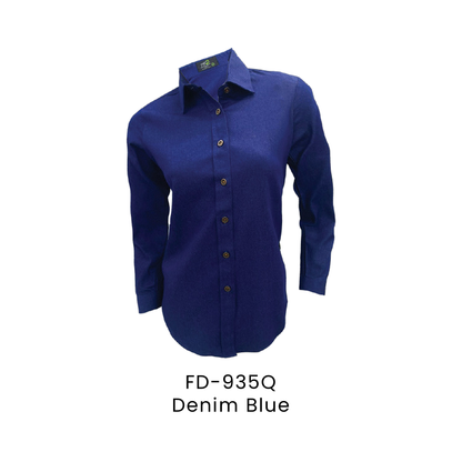 Corporate Uniform - Female Long Sleeve Denim 200gsm | Denim Blue | FD-935Q | Artiztee