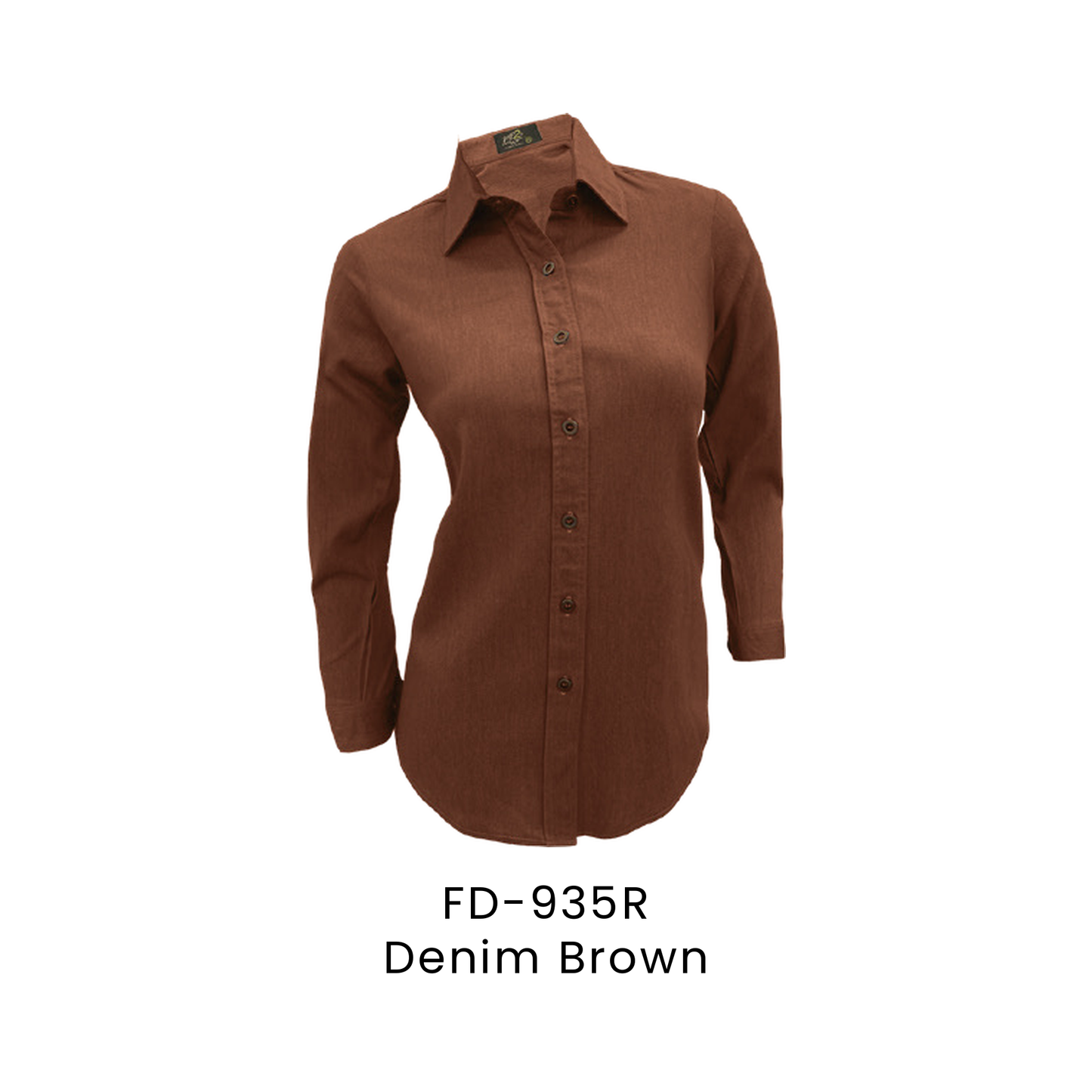 Corporate Uniform - Female Long Sleeve Denim 200gsm | Denim Brown | FD-935R | Artiztee