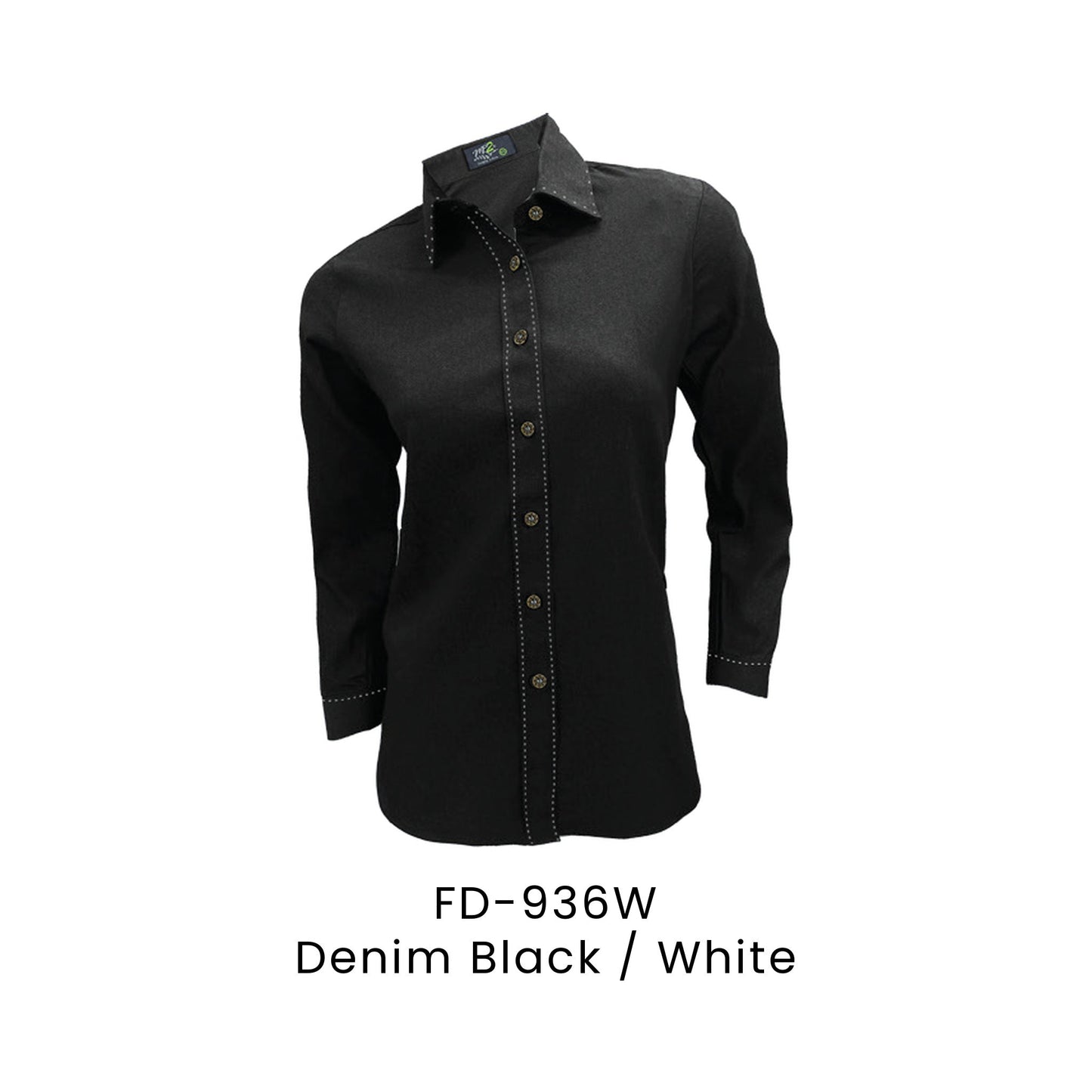 FD-936W Denim Black / White - FD-936 female corporate uniform shirt