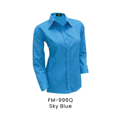 FM-996Q Sky Blue - FM-996 female corporate uniform shirt