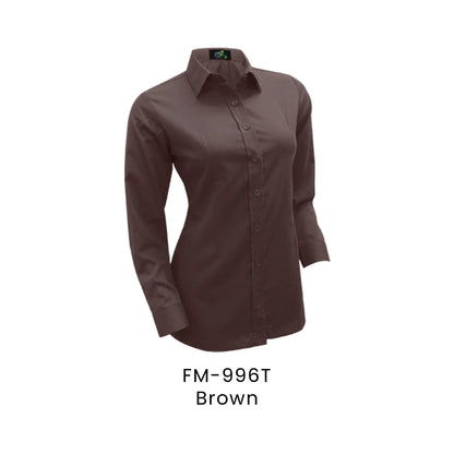 FM-996T Brown - FM-996 female corporate uniform shirt