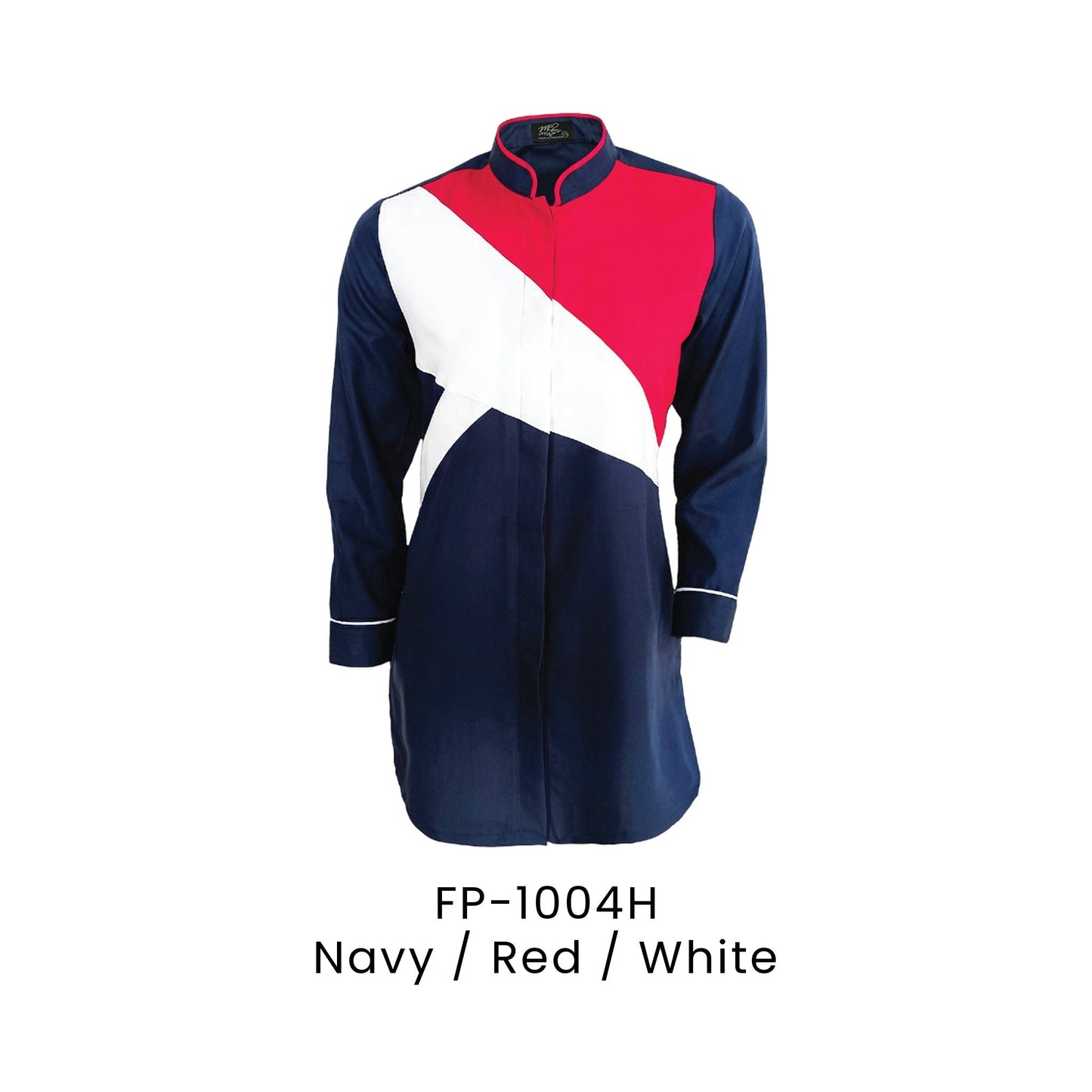 FP-1004H Navy / Red / White - FP-1004H muslimah corporate uniform shirt