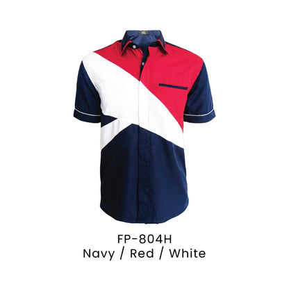 FP-804H Navy / Red / White - FP-804H unisex corporate uniform shirt