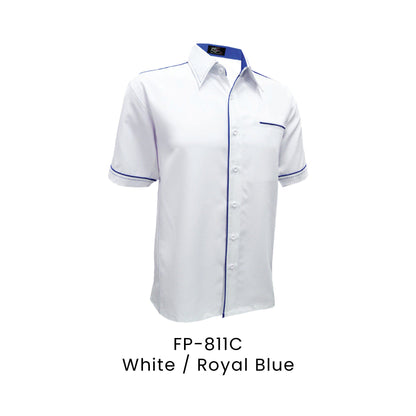 FP-811C White / Royal Blue - FP-811 unisex corporate uniform shirt