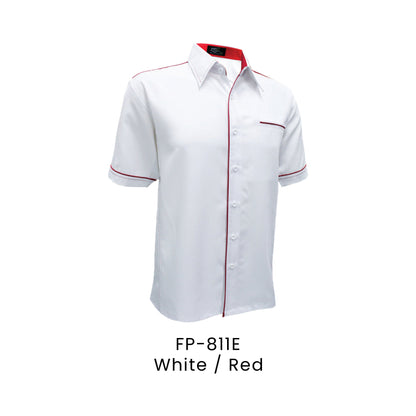 FP-811E White / Red - FP-811 unisex corporate uniform shirt