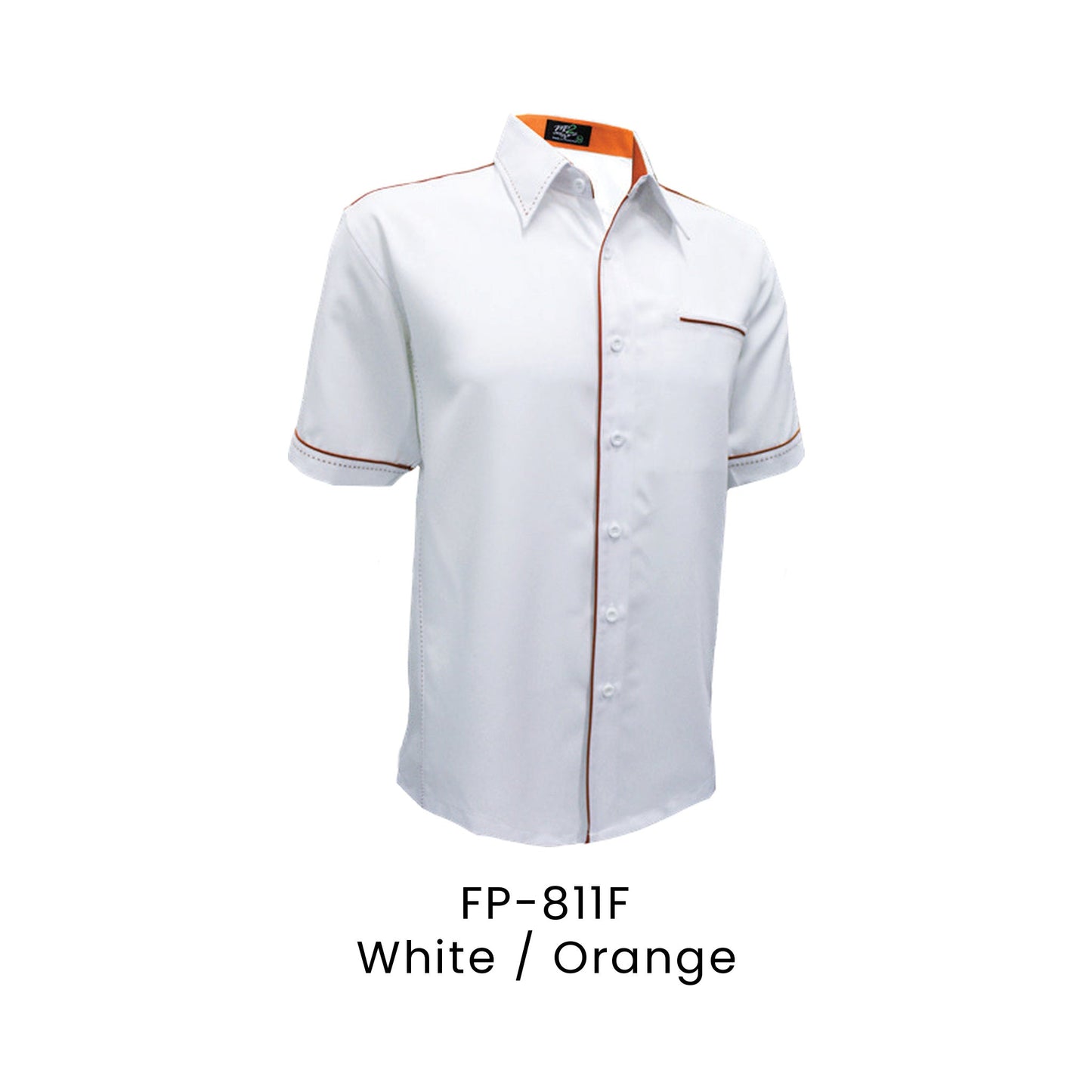 FP-811F White / Orange - FP-811 unisex corporate uniform shirt
