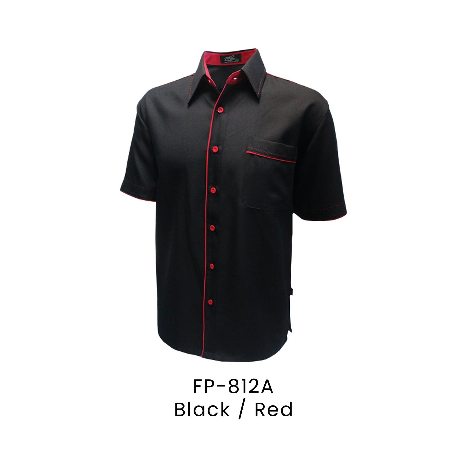 FP-812A Black / Red - FP-812 unisex corporate uniform shirt