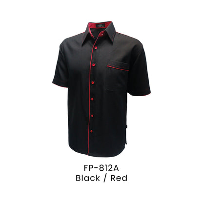 FP-812A Black / Red - FP-812 unisex corporate uniform shirt
