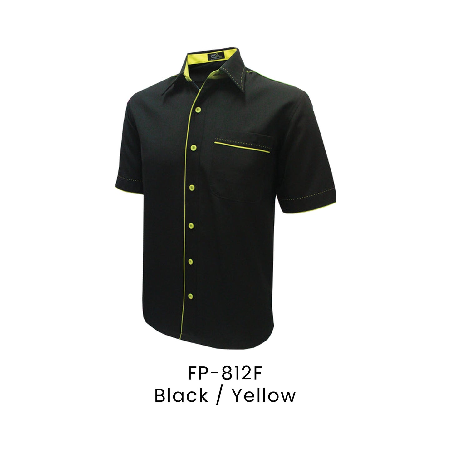 FP-812F Black / Yellow - FP-812 unisex corporate uniform shirt