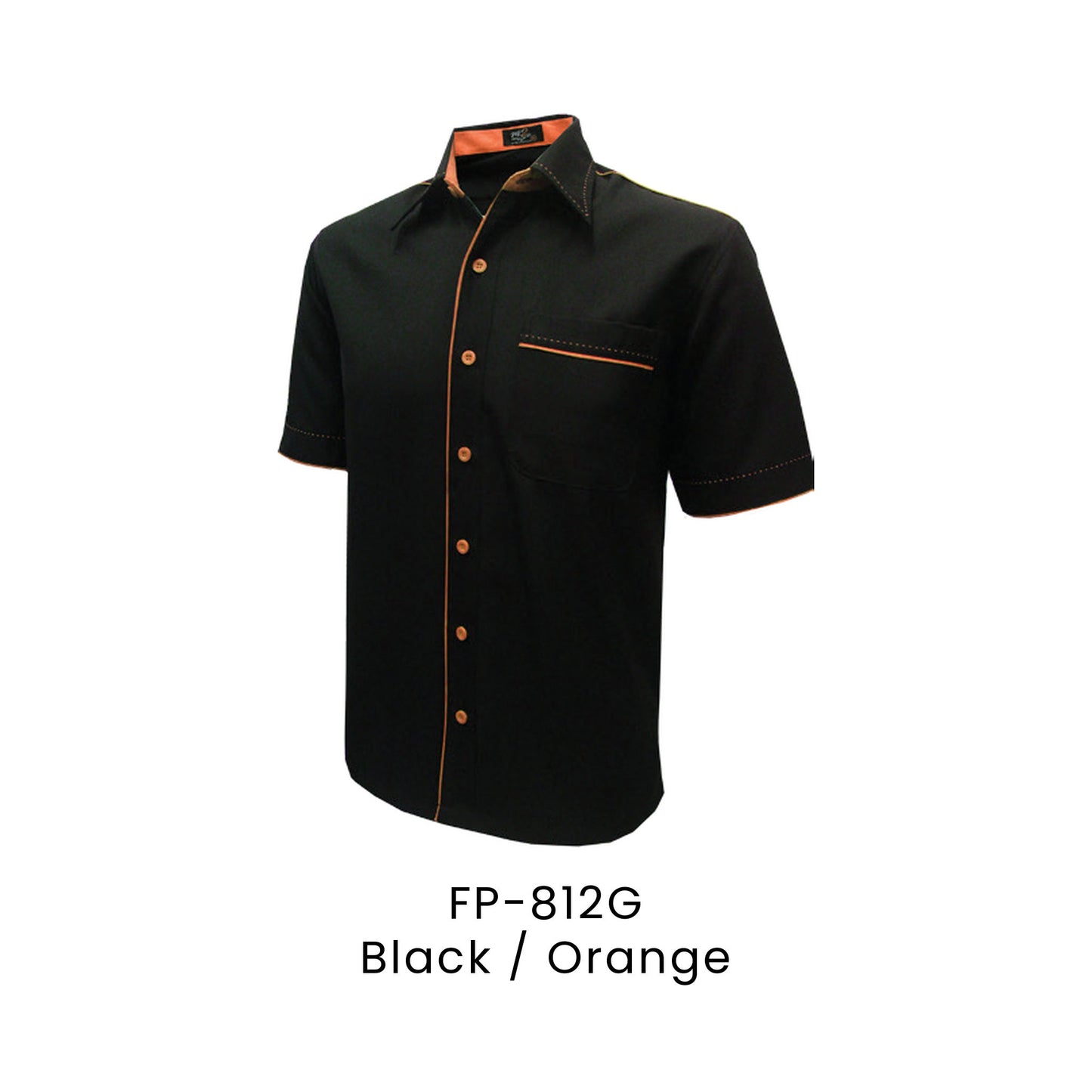 FP-812G Black / Orange - FP-812 unisex corporate uniform shirt