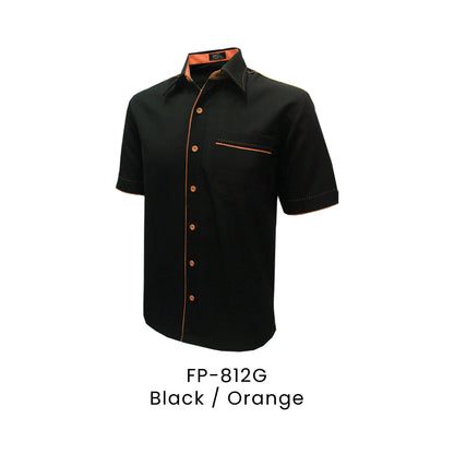 FP-812G Black / Orange - FP-812 unisex corporate uniform shirt