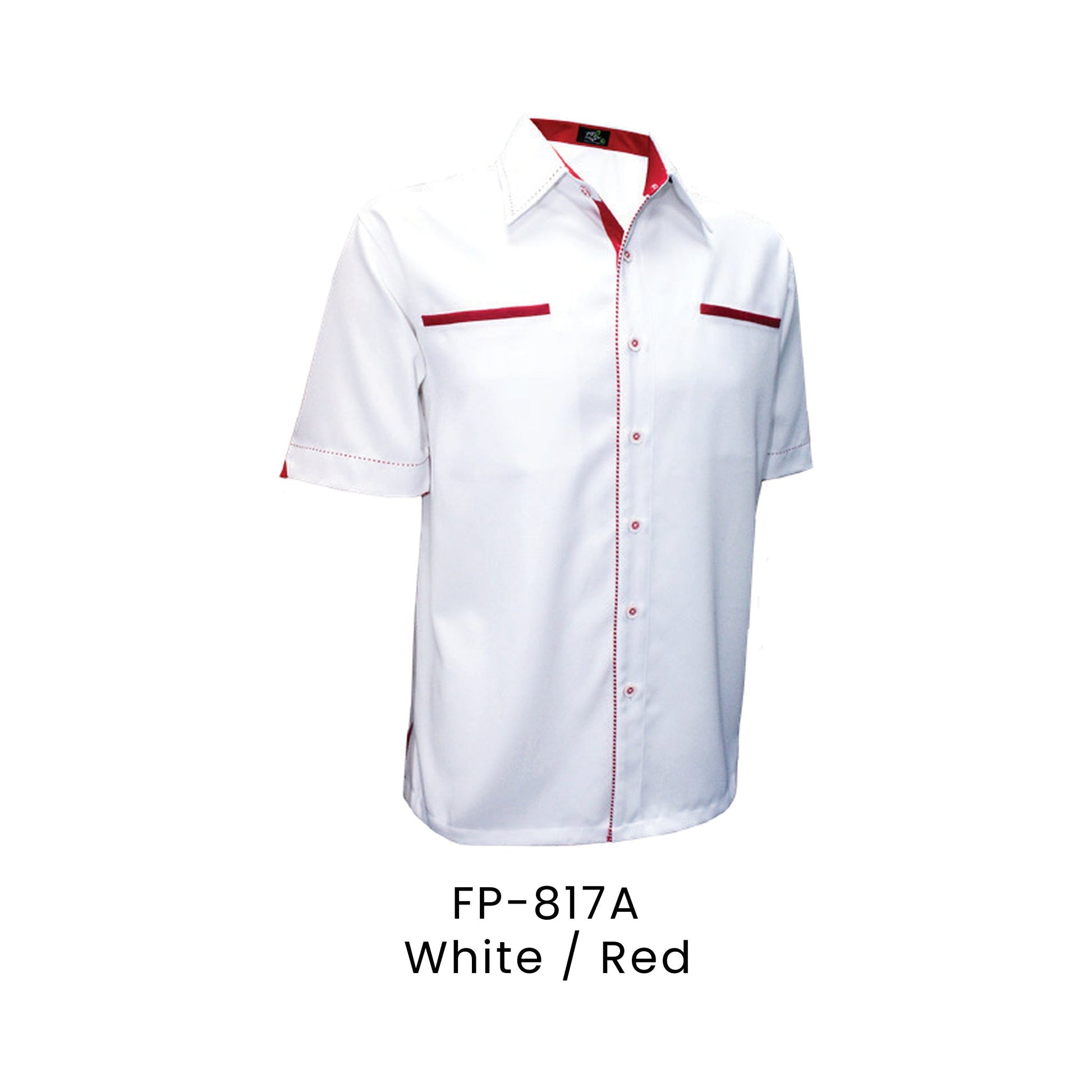 FP-817A White / Red - FP-817 unisex corporate uniform shirt