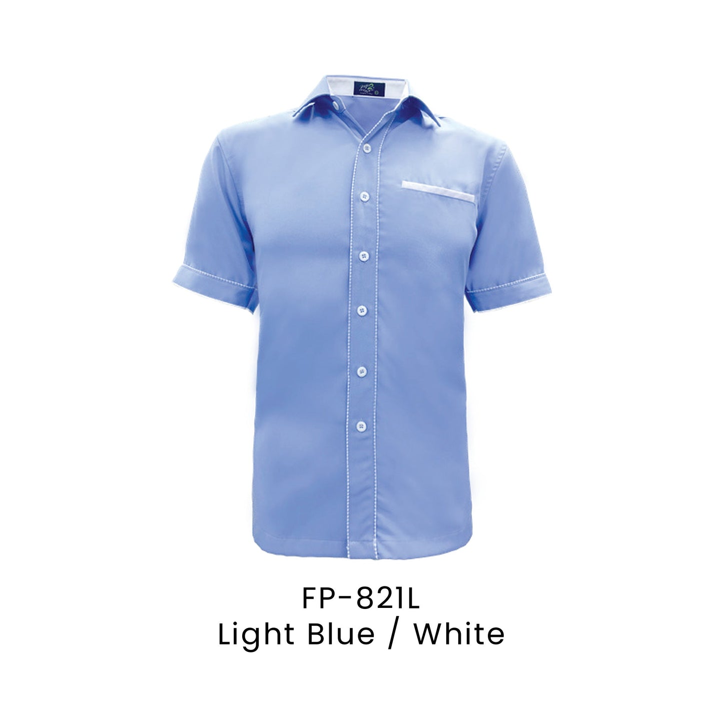 FP-821L Light Blue / White - FP-821 unisex corporate uniform shirt