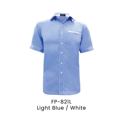 FP-821L Light Blue / White - FP-821 unisex corporate uniform shirt