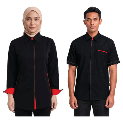 FP-822 and FP-922 corporate uniform shirts worn by models