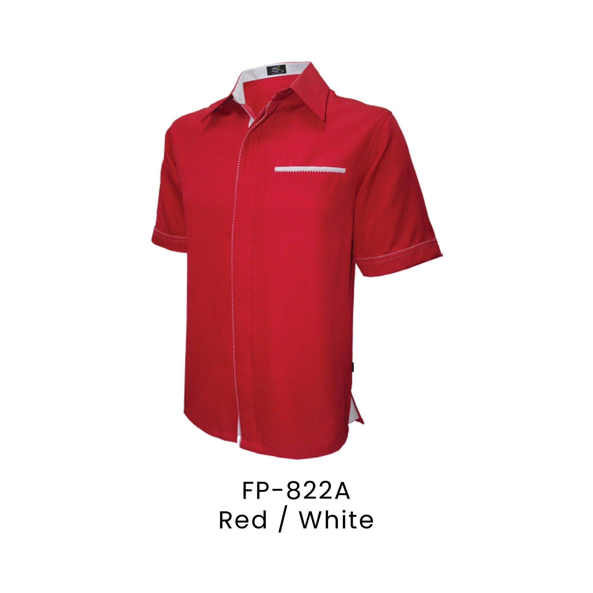 FP-822A Red / White - FP-822 unisex corporate uniform shirt