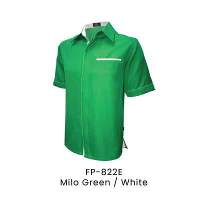 FP-822E Milo Green / White - FP-822 unisex corporate uniform shirt