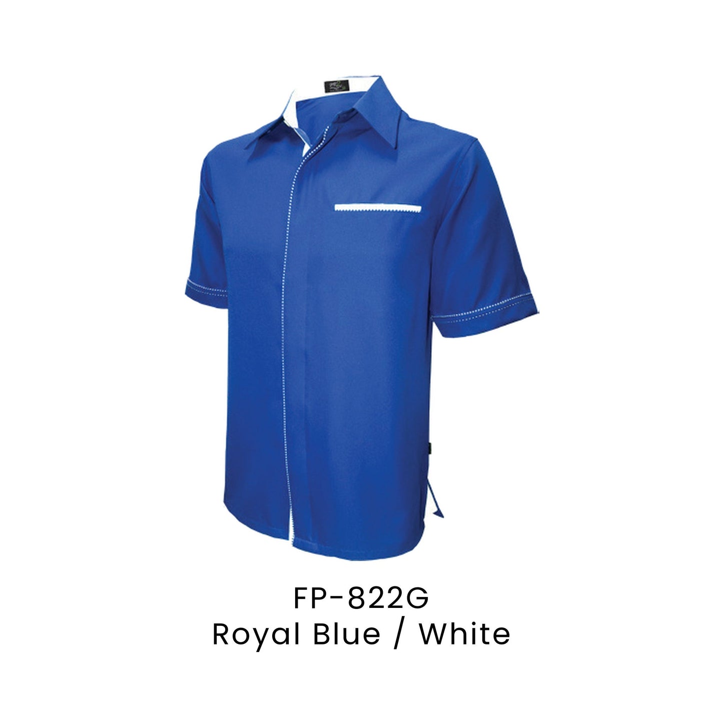 FP-822G Royal Blue / White - FP-822 unisex corporate uniform shirt