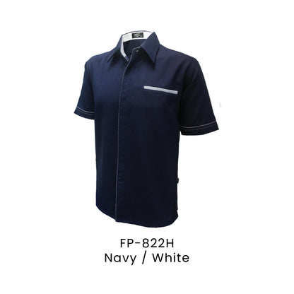 FP-822H Navy / White - FP-822 unisex corporate uniform shirt