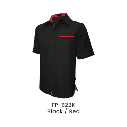 FP-822K Black / Red - FP-822 unisex corporate uniform shirt