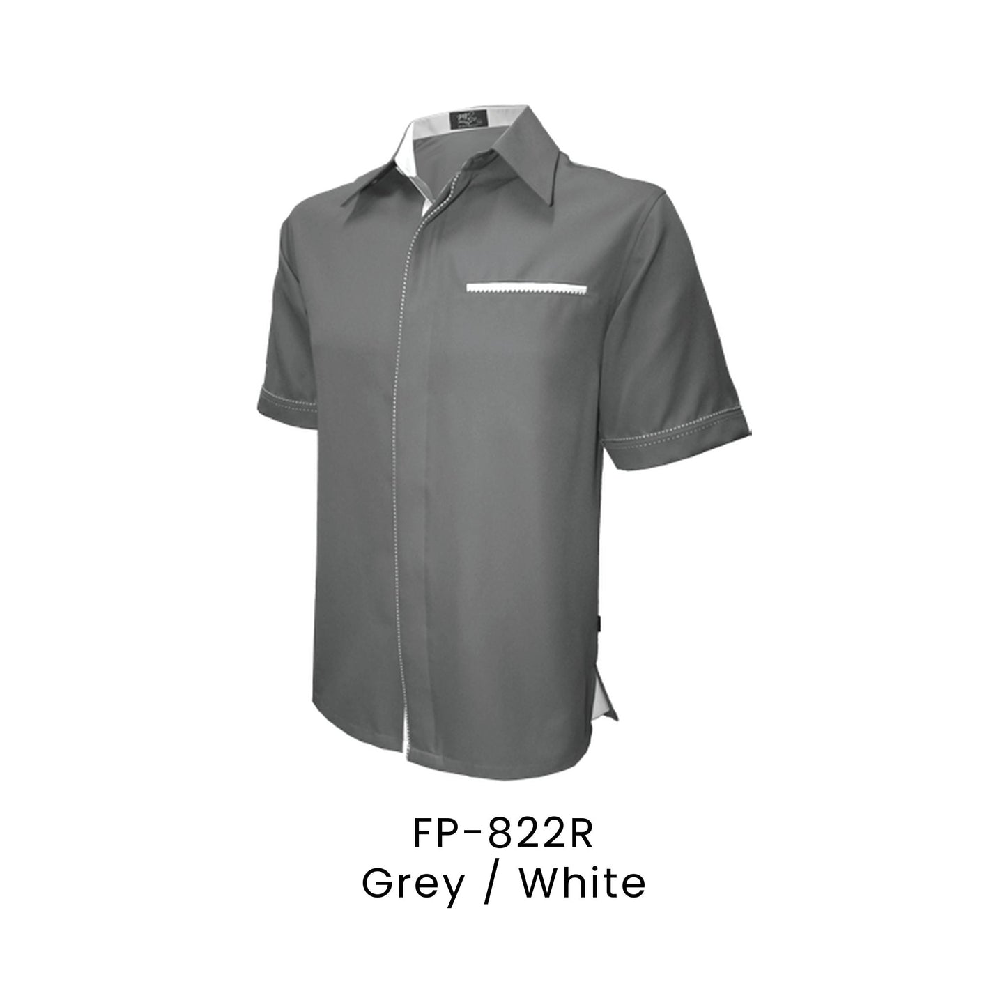 FP-822R Grey / White - FP-822 unisex corporate uniform shirt