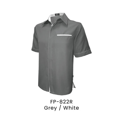 FP-822R Grey / White - FP-822 unisex corporate uniform shirt