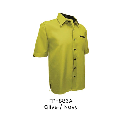 FP-883A Olive / Navy - FP-883 unisex corporate uniform shirt