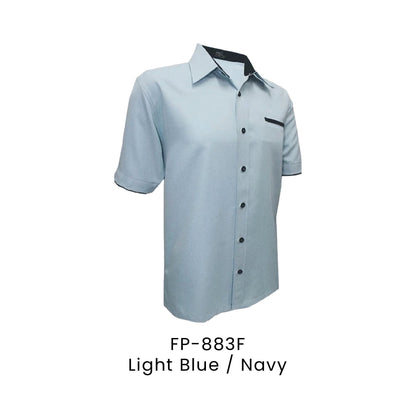 FP-883F Light Blue / Navy - FP-883 unisex corporate uniform shirt