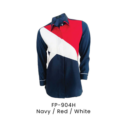 FP-904H Navy / Red / White - FP-904H female corporate uniform shirt