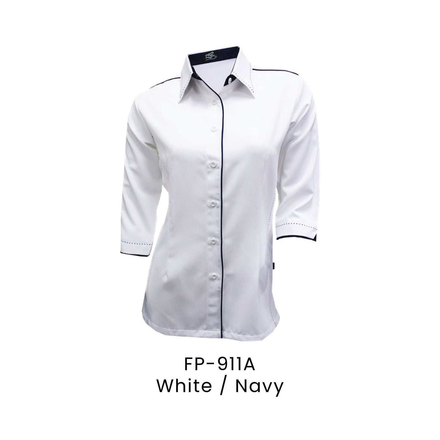 FP-911A White / Navy - FP-911 female corporate uniform shirt