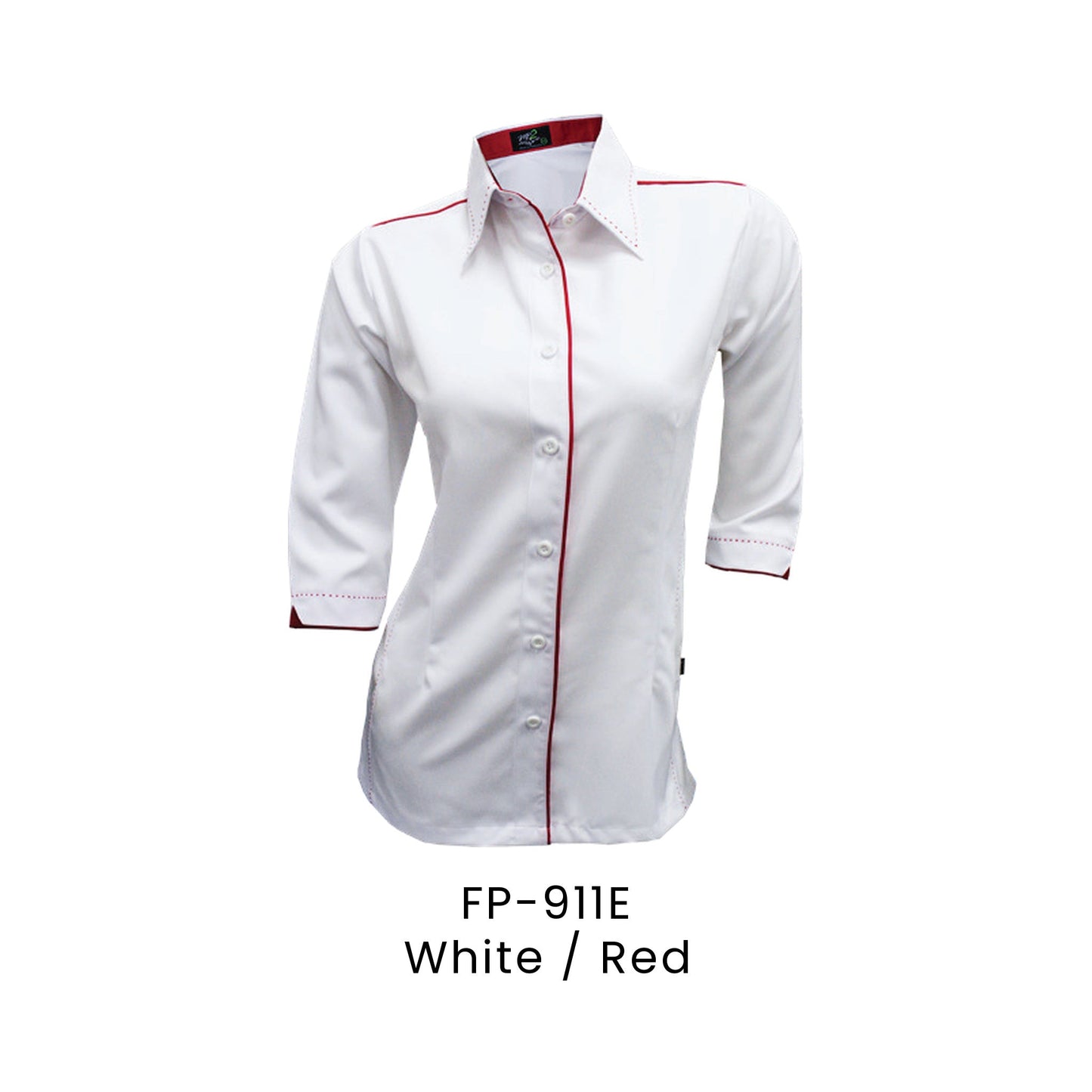 FP-911E White / Red - FP-911 female corporate uniform shirt