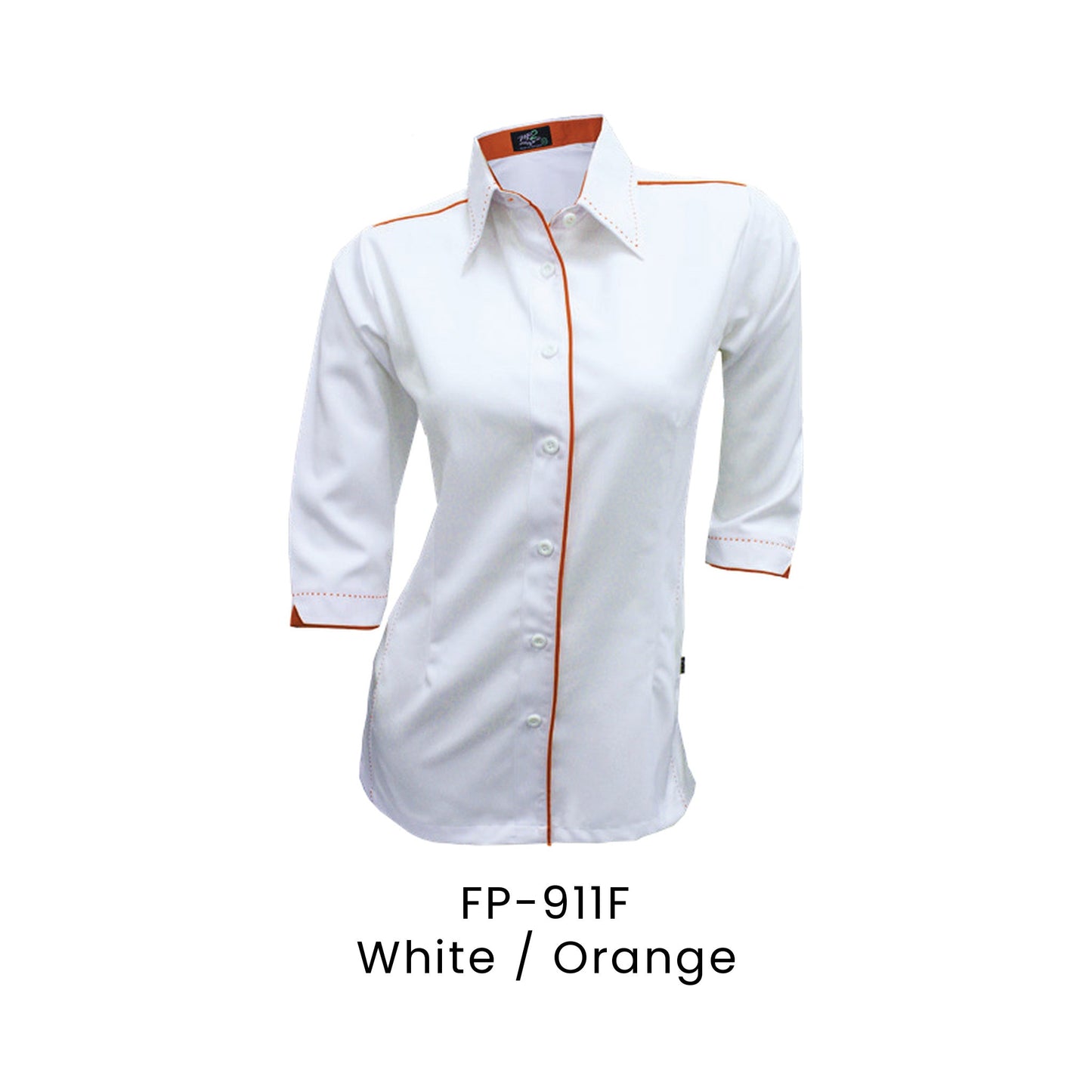FP-911F White / Orange - FP-911 female corporate uniform shirt