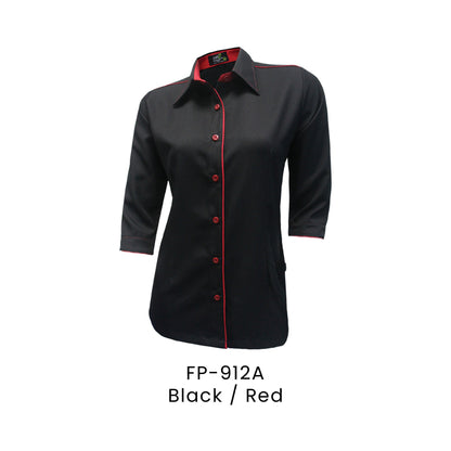 FP-912A Black / Red - FP-912 female corporate uniform shirt