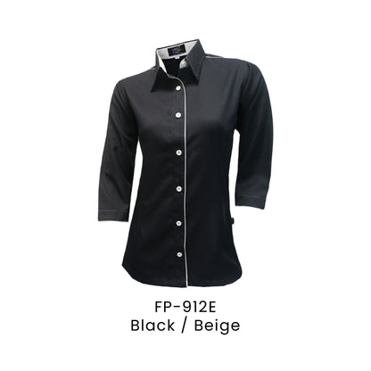 FP-912E Black / Beige - FP-912 female corporate uniform shirt