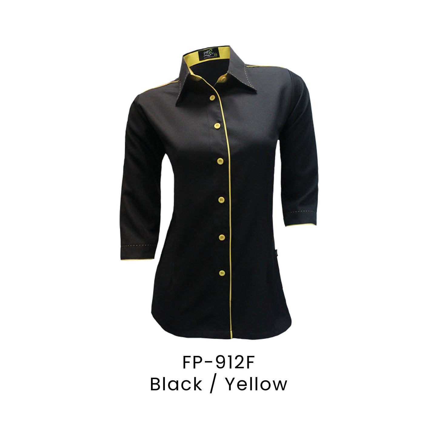 FP-912F Black / Yellow - FP-912 female corporate uniform shirt