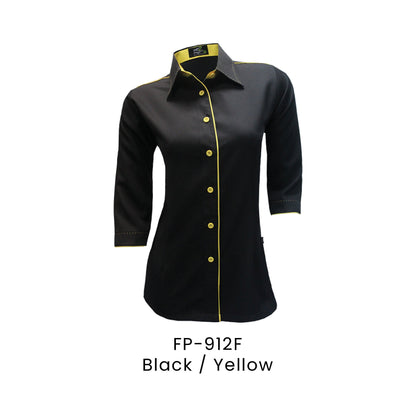 FP-912F Black / Yellow - FP-912 female corporate uniform shirt