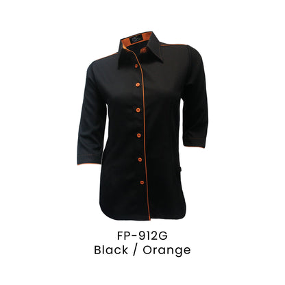FP-912G Black / Orange - FP-912 female corporate uniform shirt