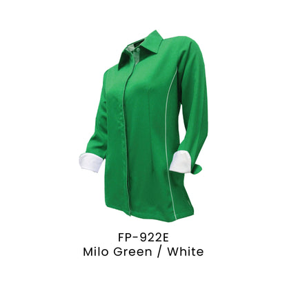 FP-922E Milo Green / White - FP-922 female corporate uniform shirt