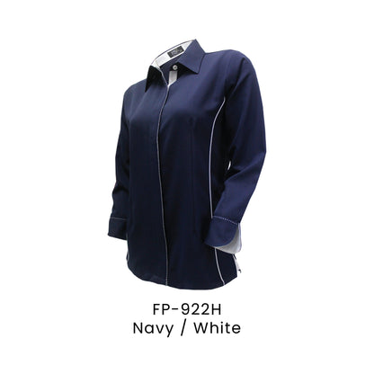 FP-922H Navy / White - FP-922 female corporate uniform shirt